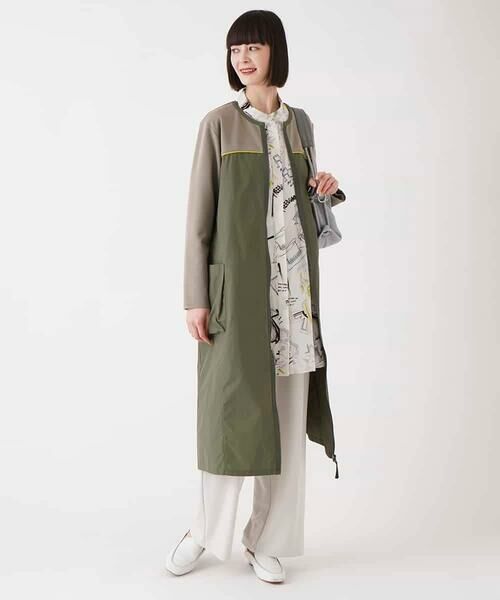 HIROKO BIS / ヒロコビス ロング・マキシ丈ワンピース | ジョイント配色ジップアップワンピース /洗える | 詳細10