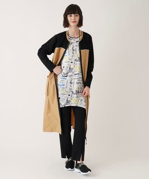 HIROKO BIS / ヒロコビス ロング・マキシ丈ワンピース | ジョイント配色ジップアップワンピース /洗える | 詳細14