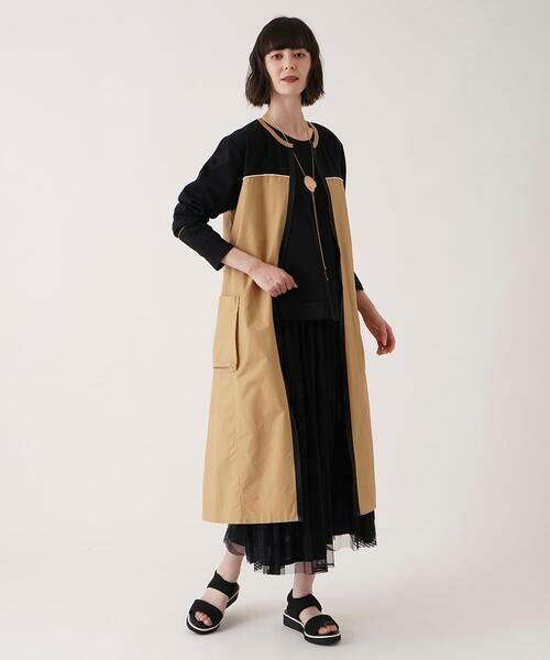 HIROKO BIS / ヒロコビス ロング・マキシ丈ワンピース | ジョイント配色ジップアップワンピース /洗える | 詳細15