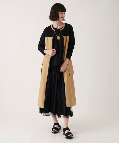 HIROKO BIS / ヒロコビス ロング・マキシ丈ワンピース | ジョイント配色ジップアップワンピース /洗える | 詳細16