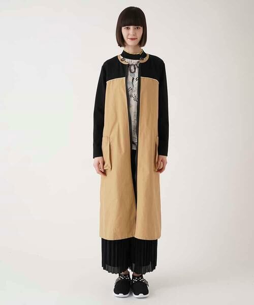 HIROKO BIS / ヒロコビス ロング・マキシ丈ワンピース | ジョイント配色ジップアップワンピース /洗える | 詳細17