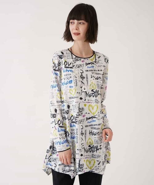 HIROKO BIS / ヒロコビス チュニック | ロゴハートプリントチュニックカットソー /洗える | 詳細1