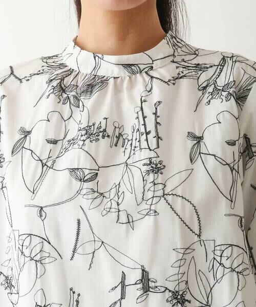 HIROKO BIS / ヒロコビス シャツ・ブラウス | 線描き刺繍デザインブラウス /洗える | 詳細3