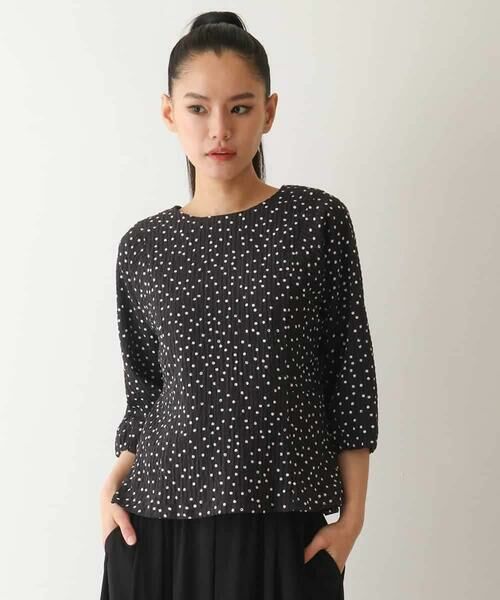 HIROKO BIS / ヒロコビス シャツ・ブラウス | シアーチェックドットプリントブラウス /洗える | 詳細1