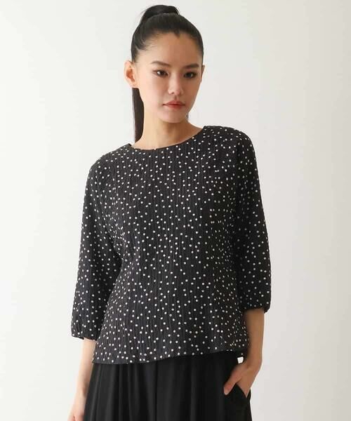 HIROKO BIS / ヒロコビス シャツ・ブラウス | シアーチェックドットプリントブラウス /洗える | 詳細13