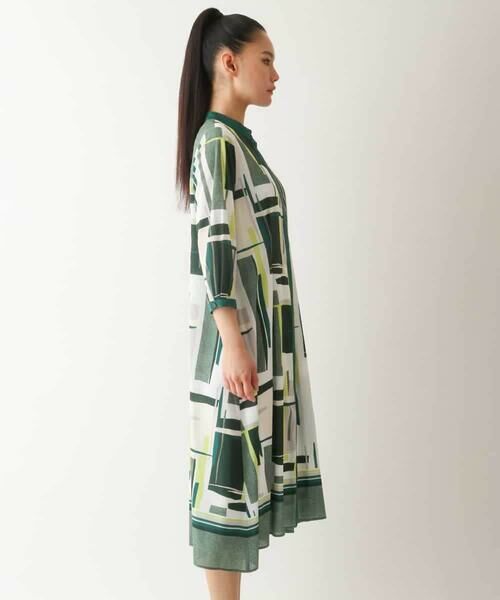 HIROKO BIS / ヒロコビス ロング・マキシ丈ワンピース | グラフィカルプリントデザインワンピース /洗濯機で洗える | 詳細1