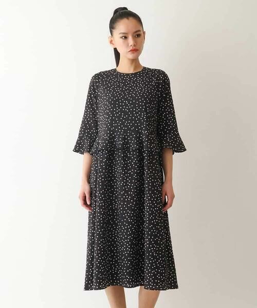 HIROKO BIS / ヒロコビス ロング・マキシ丈ワンピース | シアーチェックドットプリントワンピース /洗える | 詳細9