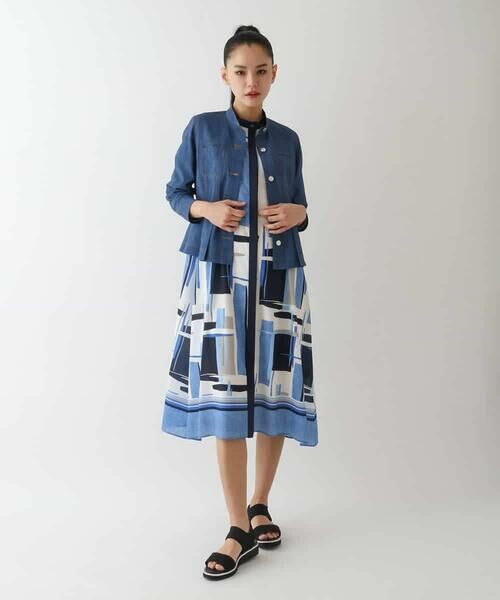 HIROKO BIS / ヒロコビス セットアップ | デニム風ステッチデザインジャケット /洗濯機で洗える | 詳細14