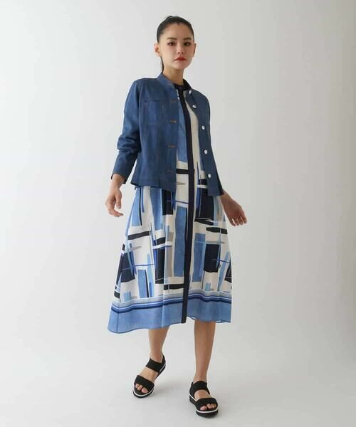 HIROKO BIS / ヒロコビス セットアップ | デニム風ステッチデザインジャケット /洗濯機で洗える | 詳細15