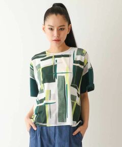 HIROKO BIS / ヒロコビス カットソー | ブロッキングプリントデザインプルオーバー /洗える