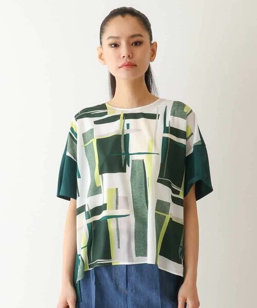 HIROKO BIS / ヒロコビス カットソー | ブロッキングプリントデザインプルオーバー /洗える | 詳細1