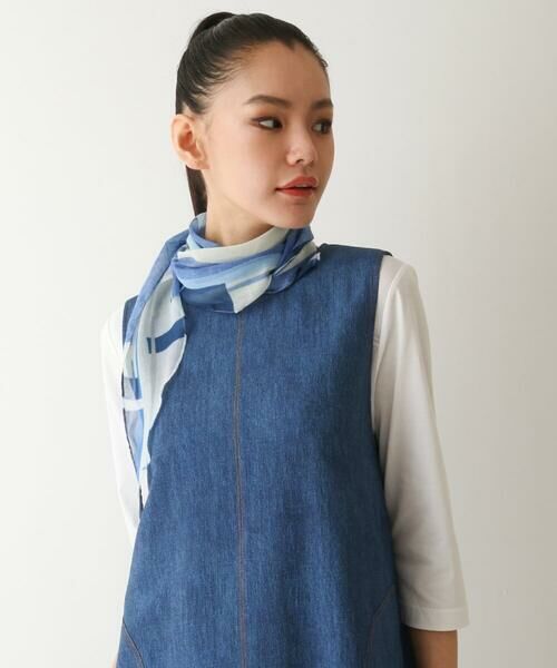 HIROKO BIS / ヒロコビス マフラー・ショール・スヌード・ストール | ブロッキングプリントひし形ストール /洗える | 詳細10