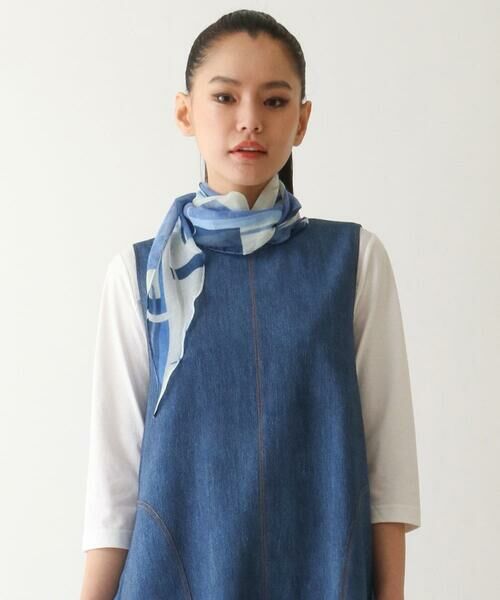 HIROKO BIS / ヒロコビス マフラー・ショール・スヌード・ストール | ブロッキングプリントひし形ストール /洗える | 詳細9