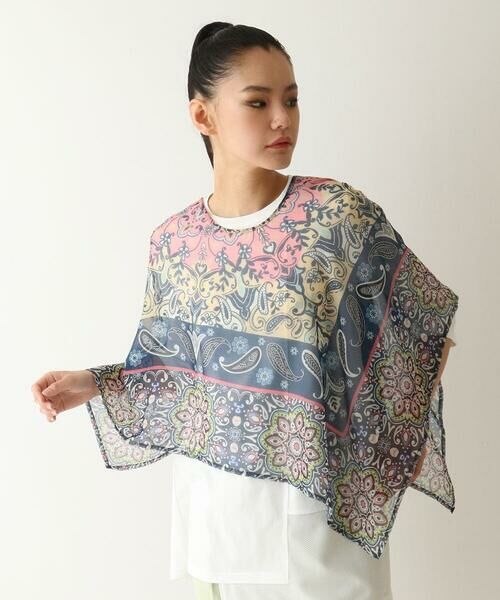 HIROKO BIS / ヒロコビス マフラー・ショール・スヌード・ストール | スカーフ柄マルチWAYストール /洗える(ネイビー)