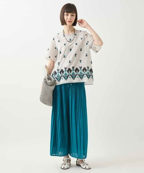 HIROKO BIS / ヒロコビス シャツ・ブラウス | エスニックモチーフコンパクトブラウス /洗える | 詳細15