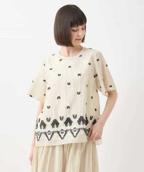 HIROKO BIS / ヒロコビス シャツ・ブラウス | エスニックモチーフコンパクトブラウス /洗える | 詳細8
