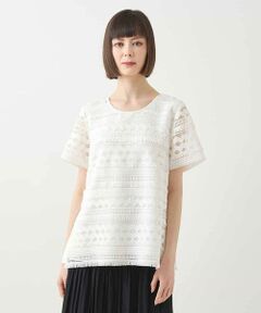 HIROKO BIS / ヒロコビス シャツ・ブラウス | 幾何柄レースブラウス /洗える