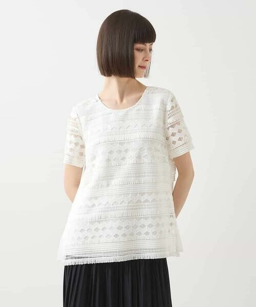 HIROKO BIS / ヒロコビス シャツ・ブラウス | 幾何柄レースブラウス /洗える | 詳細10