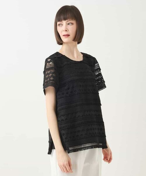 HIROKO BIS / ヒロコビス シャツ・ブラウス | 幾何柄レースブラウス /洗える | 詳細13