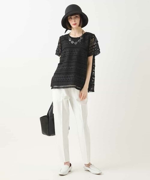 HIROKO BIS / ヒロコビス シャツ・ブラウス | 幾何柄レースブラウス /洗える | 詳細15