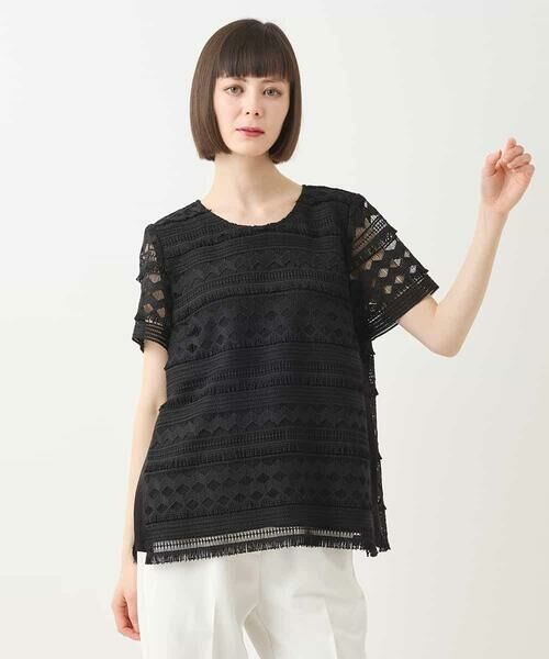 HIROKO BIS / ヒロコビス シャツ・ブラウス | 幾何柄レースブラウス /洗える | 詳細17