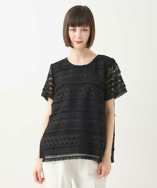 HIROKO BIS / ヒロコビス シャツ・ブラウス | 幾何柄レースブラウス /洗える | 詳細18