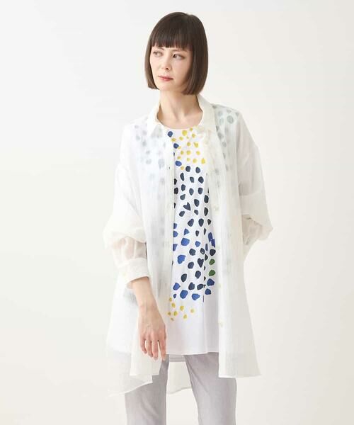 HIROKO BIS / ヒロコビス シャツ・ブラウス | シュリンクシアーロングシャツ /洗える | 詳細14