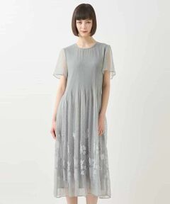 HIROKO BIS / ヒロコビス ロング・マキシ丈ワンピース | ドットフラワーシャーリング切り替えワンピース