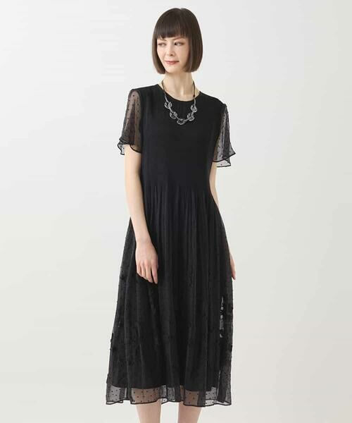 HIROKO BIS / ヒロコビス ロング・マキシ丈ワンピース | ドットフラワーシャーリング切り替えワンピース | 詳細17