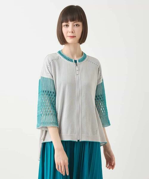 HIROKO BIS / ヒロコビス カーディガン・ボレロ | ペーパーヤーンジップニットカーディガン /洗える | 詳細1