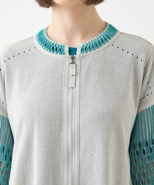 HIROKO BIS / ヒロコビス カーディガン・ボレロ | ペーパーヤーンジップニットカーディガン /洗える | 詳細4