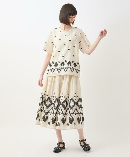 HIROKO BIS / ヒロコビス ロング・マキシ丈スカート | エスニックモチーフシャーリングスカート /洗える | 詳細17