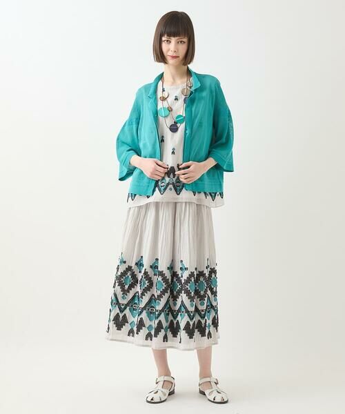 HIROKO BIS / ヒロコビス ロング・マキシ丈スカート | エスニックモチーフシャーリングスカート /洗える | 詳細18