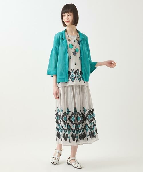 HIROKO BIS / ヒロコビス ロング・マキシ丈スカート | エスニックモチーフシャーリングスカート /洗える | 詳細19