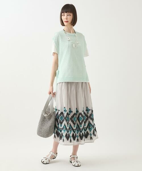 HIROKO BIS / ヒロコビス ロング・マキシ丈スカート | エスニックモチーフシャーリングスカート /洗える | 詳細22