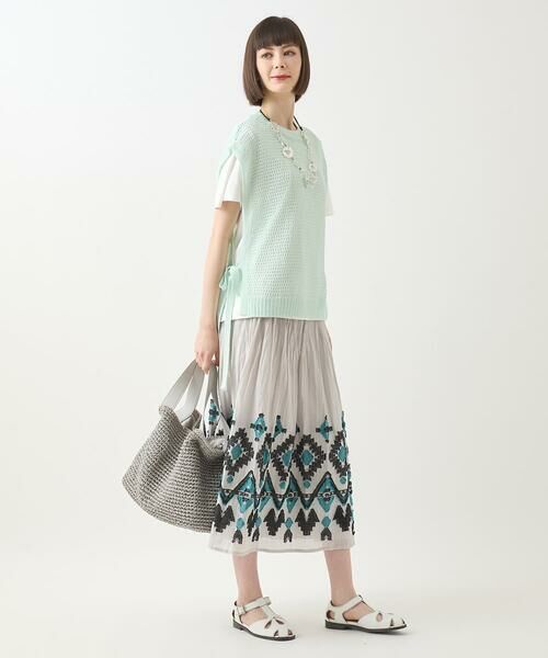 HIROKO BIS / ヒロコビス ロング・マキシ丈スカート | エスニックモチーフシャーリングスカート /洗える | 詳細23