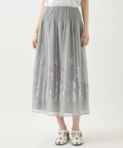 HIROKO BIS ベージュ レース フリルスカート 73AB メッシュスカート ホワイト裾フリルスカートペチコート チュール