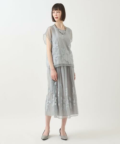 HIROKO BIS / ヒロコビス ロング・マキシ丈スカート | ドットフラワーシャーリングスカート | 詳細12