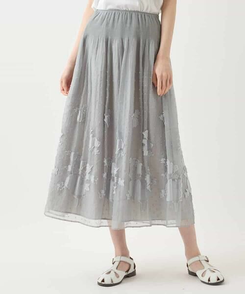 HIROKO BIS / ヒロコビス ロング・マキシ丈スカート | ドットフラワーシャーリングスカート | 詳細6