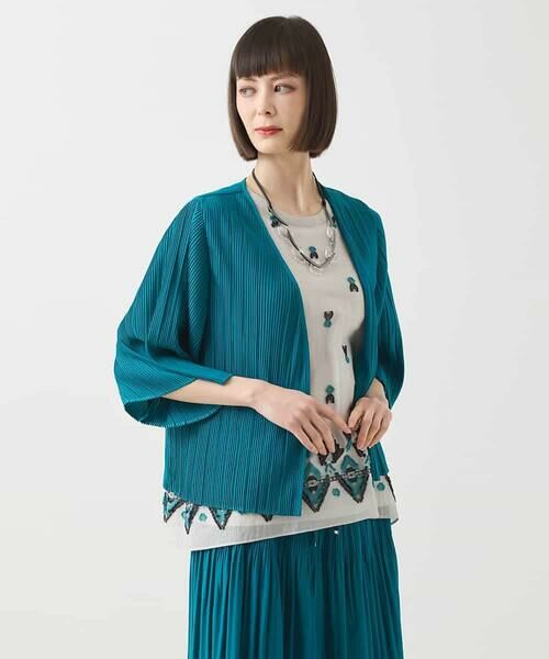 HIROKO BIS / ヒロコビス カーディガン・ボレロ | 【接触冷感】ランダムプリーツショートカーディガン /洗える | 詳細1