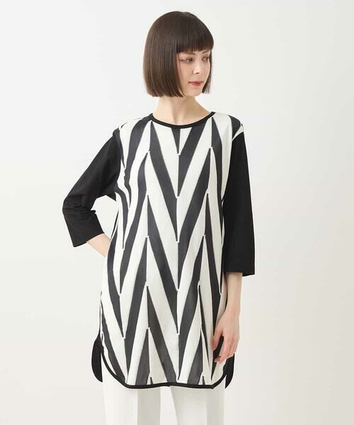 HIROKO BIS / ヒロコビス チュニック | モノトーンジャカードチュニックプルオーバー /洗える | 詳細9