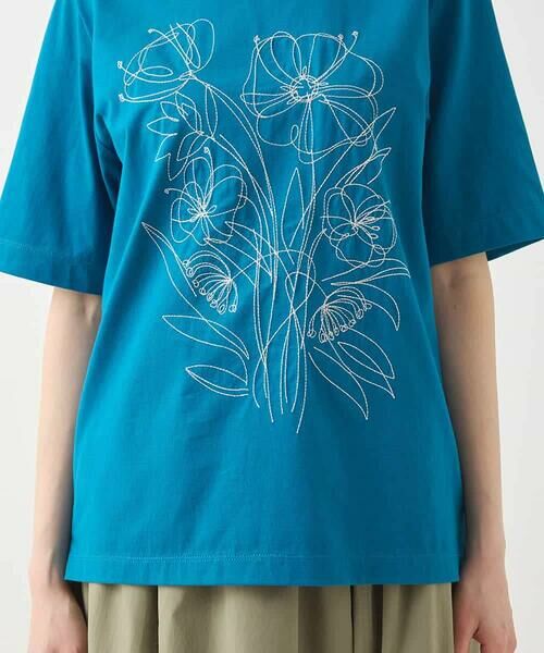 HIROKO BIS だまし絵 カットソー チュニック Tシャツ セール】 ステッチ刺繍デザインTシャツ /洗える （カットソー