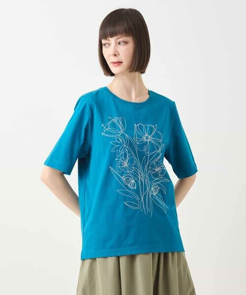 セール】 ステッチ刺繍デザインTシャツ /洗える （カットソー