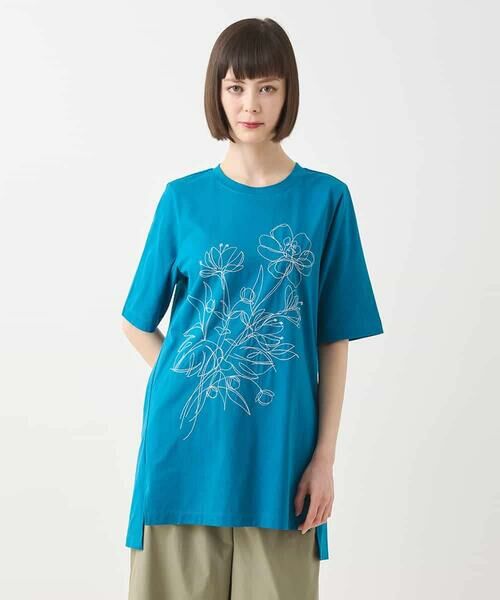 HIROKO BIS / ヒロコビス チュニック | ステッチ刺繍デザインチュニックTシャツ /洗える | 詳細12