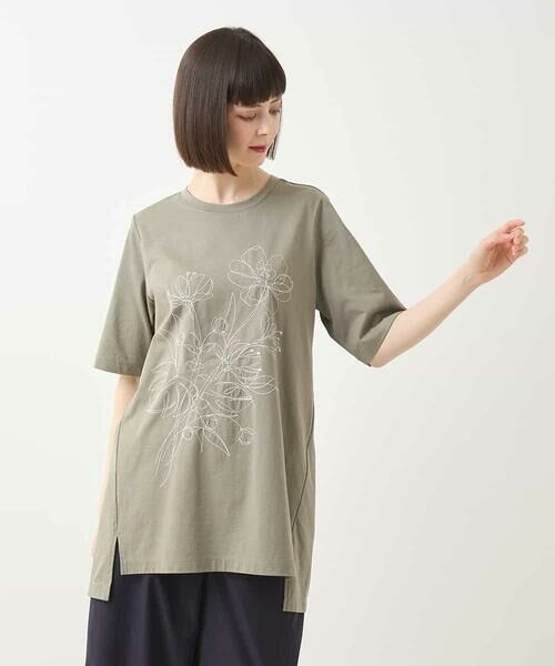 HIROKO BIS / ヒロコビス チュニック | ステッチ刺繍デザインチュニックTシャツ /洗える | 詳細9