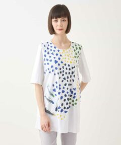 HIROKO BIS / ヒロコビス チュニック | Happy Dots 配色プリントAラインチュニック /洗える