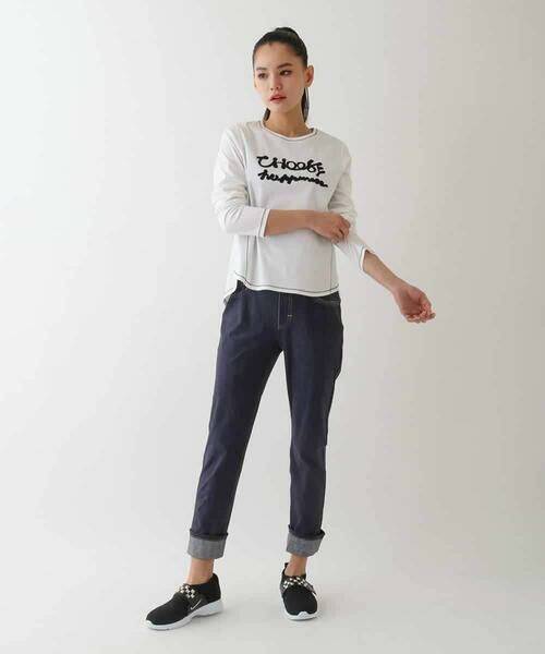 HIROKO BIS / ヒロコビス チノ・ワークパンツ | デニムプリントストレッチプルオンパンツ /洗濯機で洗える | 詳細10