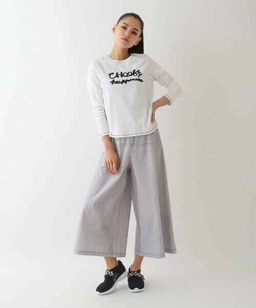 HIROKO BIS / ヒロコビス その他パンツ | デニムプリントストレッチガウチョパンツ /洗濯機で洗える | 詳細8