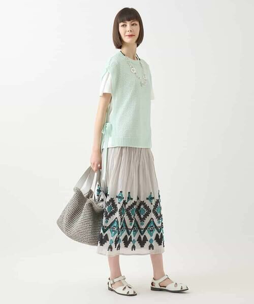 HIROKO BIS / ヒロコビス ベスト | ペーパーヤーンサイドリボンジレ /洗える | 詳細13