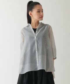 HIROKO BIS / ヒロコビス シャツ・ブラウス | シアーストライプブラウス /洗える
